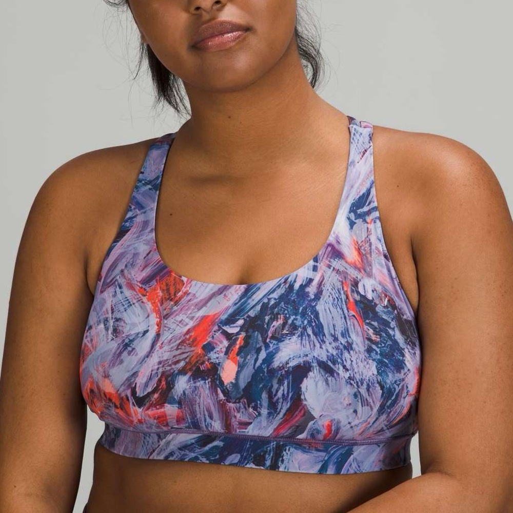 lululemon athletica Paint-Swipe Sports Bra in Purple, Navy & Coral